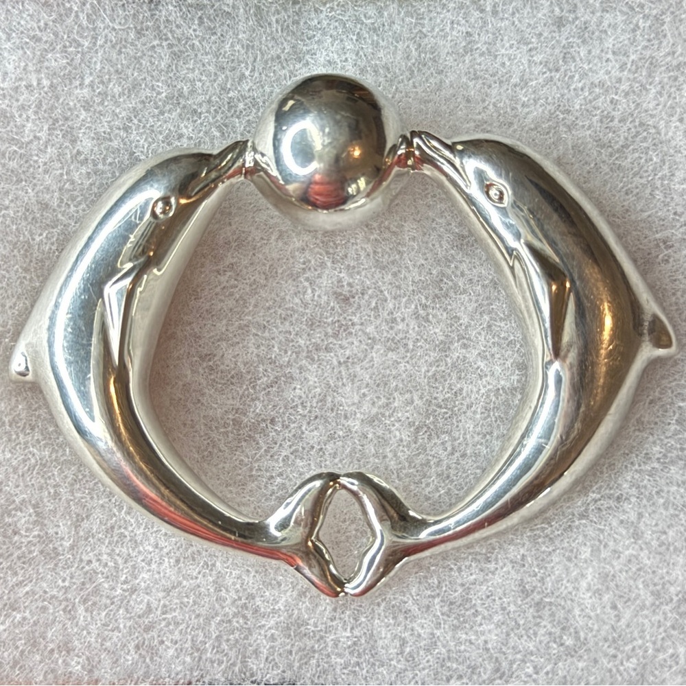 Tiffany & Co. Sterling Silver Dolphin Baby Rattle in Tiffany Pouch